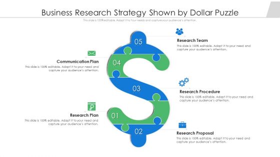 Business Research Strategy Shown By Dollar Puzzle Ppt PowerPoint Presentation File Format Ideas PDF
