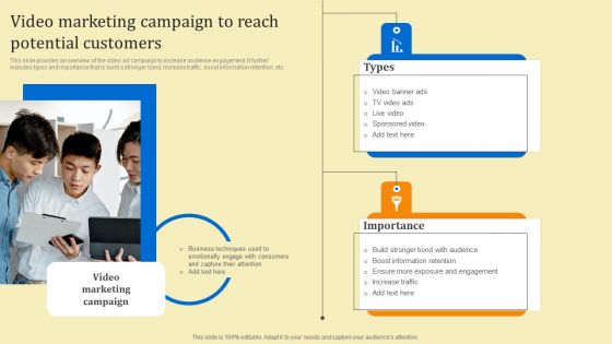 Business Sales Optimization Advertisement Campaign Video Marketing Campaign To Reach Potential Customers Mockup PDF