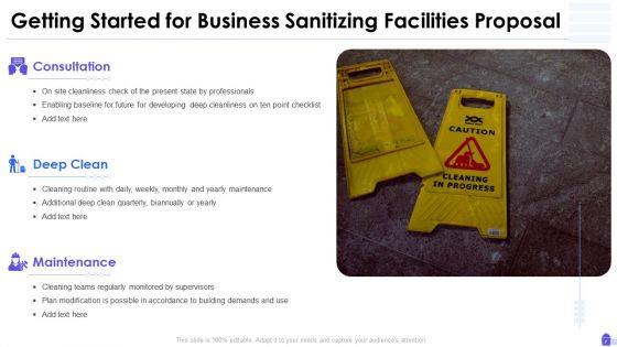 Business Sanitizing Facilities Proposal Ppt PowerPoint Presentation Complete Deck With Slides
