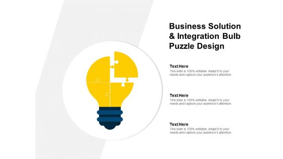 Business Solution And Integration Bulb Puzzle Design Ppt PowerPoint Presentation Rules