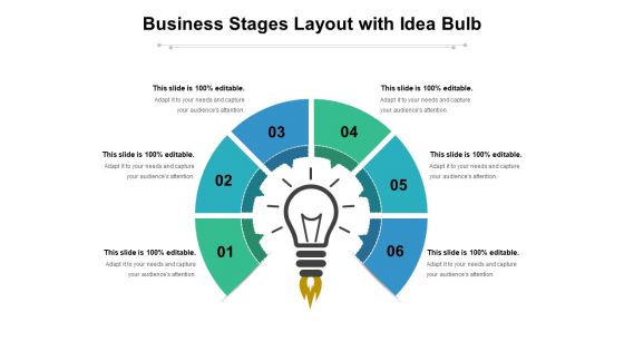 Business Stages Layout With Idea Bulb Ppt PowerPoint Presentation Slides Gallery PDF