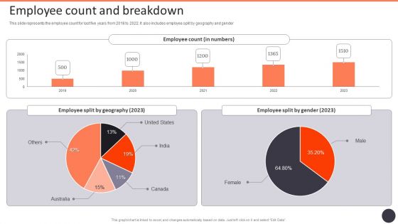 Business Strategy Consulting Solutions Company Outline Employee Count And Breakdown Portrait PDF