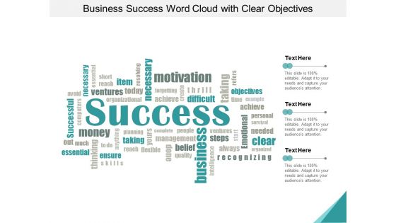 Business Success Word Cloud With Clear Objectives Ppt PowerPoint Presentation Layouts Deck