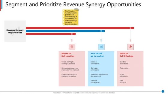 Business Synergies Segment And Prioritize Revenue Synergy Opportunities Ppt Icon Background Image PDF