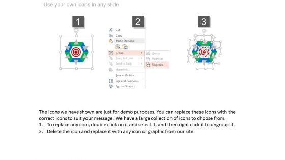 Business Target Achievement Hexagon Chart Powerpoint Slides
