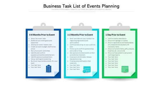 Business Task List Of Events Planning Ppt PowerPoint Presentation Show Picture PDF