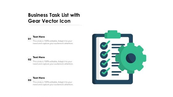 Business Task List With Gear Vector Icon Ppt PowerPoint Presentation Layouts Picture PDF
