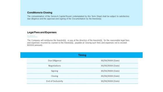 Business Term Sheet Conditions To Closing Ppt Professional Infographics PDF