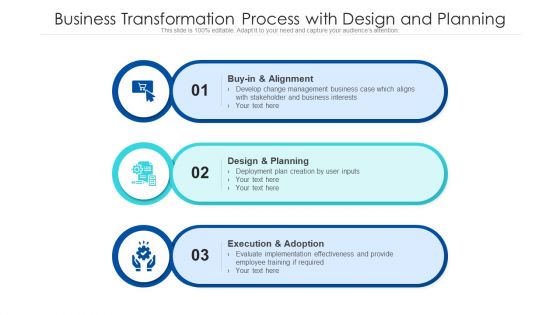 Business Transformation Process With Design And Planning Ppt Show Summary PDF