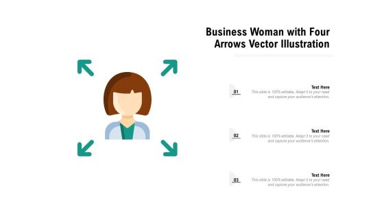 Business Woman With Four Arrows Vector Illustration Ppt PowerPoint Presentation File Templates PDF