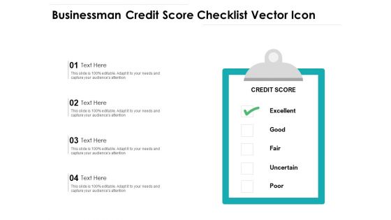 Businessman Credit Score Checklist Vector Icon Ppt PowerPoint Presentation File Pictures PDF