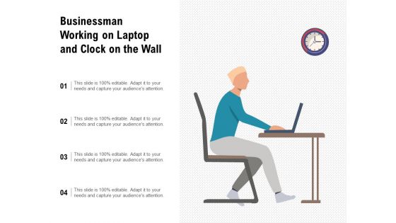 Businessman Working On Laptop And Clock On The Wall Ppt PowerPoint Presentation Layouts Background PDF
