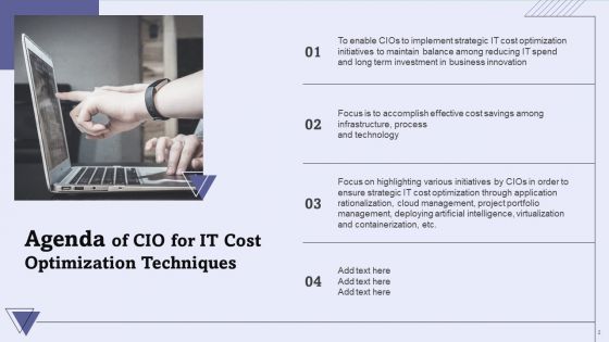 CIO For IT Cost Optimization Techniques Ppt PowerPoint Presentation Complete With Slides