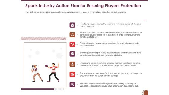 COVID 19 Effect Risk Management Strategies Sports Industry Action Plan Ensuring Players Protection Structure PDF