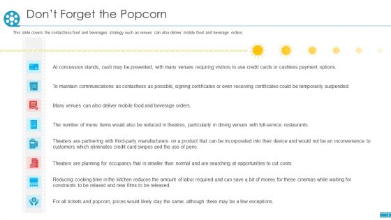 COVID Business Survive Adapt Post Recovery Strategy Cinemas Dont Forget The Popcorn Infographics PDF