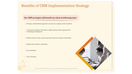 CRM Consulting Benefits Of CRM Implementation Strategy Ppt Slides Layouts PDF