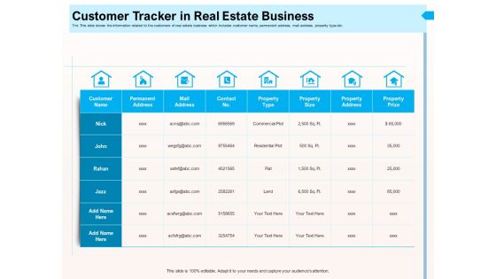CRM For Realty Properties Customer Tracker In Real Estate Business Ppt Icon Templates PDF
