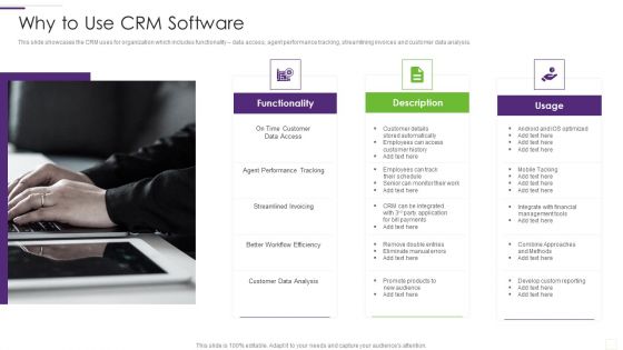 CRM Implementation Strategy Why To Use CRM Software Inspiration PDF