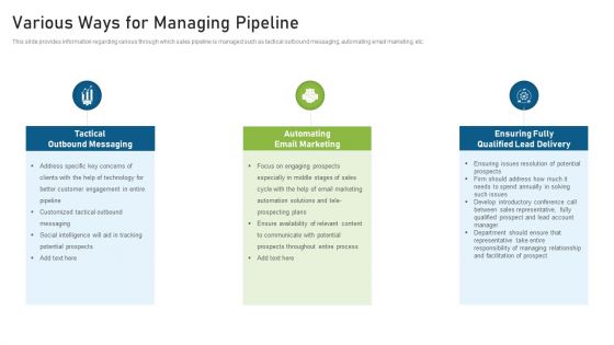 CRM Pipeline Administration Various Ways For Managing Pipeline Themes PDF CRM Pipeline Administration Various Ways For Managing Pipeline Themes PDF