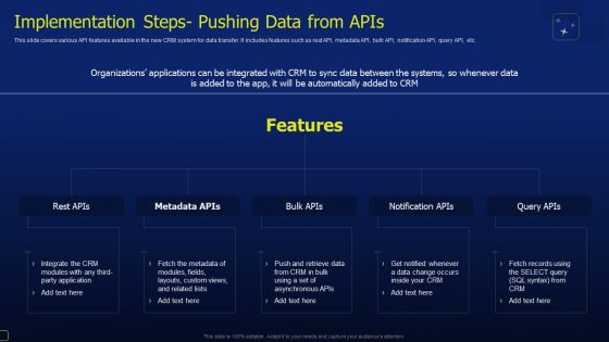 CRM Software Deployment Journey Implementation Steps Pushing Data From Apis Inspiration PDF