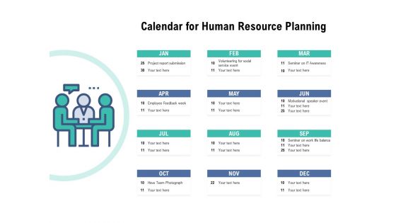 Calendar For Human Resource Planning Ppt PowerPoint Presentation Model Vector