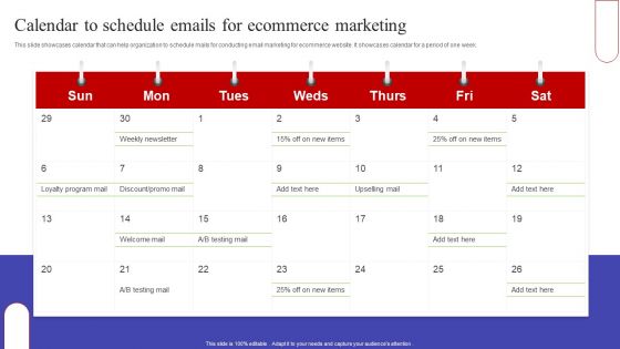 Calendar To Schedule Emails For Ecommerce Marketing Clipart PDF