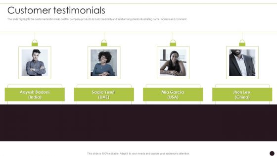 Canned Food Company Profile Customer Testimonials Topics PDF