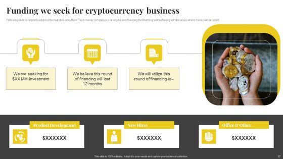 Capital Financing Pitch Deck For Cryptocurrency Business Ppt PowerPoint Presentation Complete With Slides