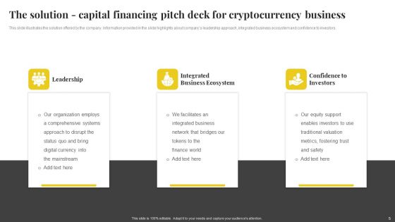 Capital Financing Pitch Deck For Cryptocurrency Business Ppt PowerPoint Presentation Complete With Slides