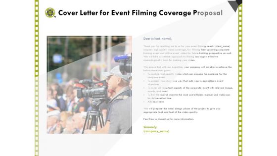Capture Business Events Cover Letter For Event Filming Coverage Proposal Ppt Outline Example PDF