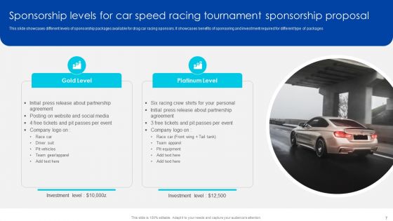 Car Speed Racing Tournament Sponsorship Proposal Ppt PowerPoint Presentation Complete Deck With Slides