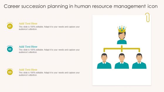 Career Succession Planning In Human Resource Management Icon Demonstration PDF