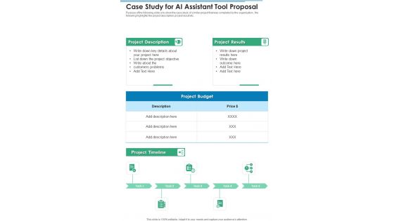 Case Study For AI Assistant Tool Proposal One Pager Sample Example Document