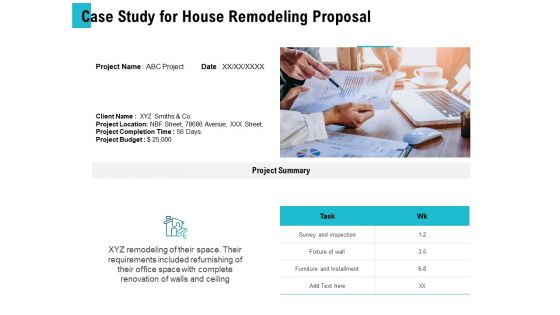 Case Study For House Remodeling Proposal Ppt PowerPoint Presentation Model Example File