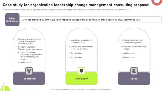Case Study For Organization Leadership Change Management Consulting Proposal Infographics PDF Case Study For Organization Leadership Change Management Consulting Proposal Infographics PDF