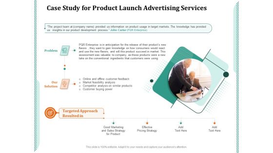 Case Study For Product Launch Advertising Services Ppt PowerPoint Presentation Show Visuals PDF
