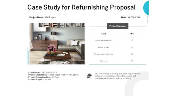 Case Study For Refurnishing Proposal Ppt PowerPoint Presentation Summary Smartart Case Study For Refurnishing Proposal Ppt PowerPoint Presentation Summary Smartart