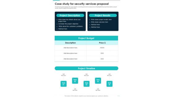 Case Study For Security Services Proposal One Pager Sample Example Document Case Study For Security Services Proposal One Pager Sample Example Document