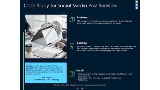 Case Study For Social Media Post Services Ppt PowerPoint Presentation File Designs Download