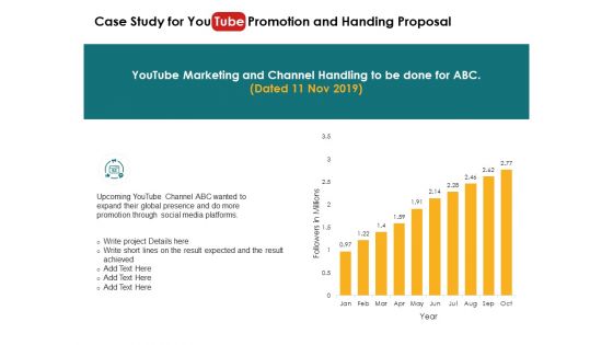 Case Study For You Tube Promotion And Handing Proposal Marketing Ppt PowerPoint Presentation Model Example Topics