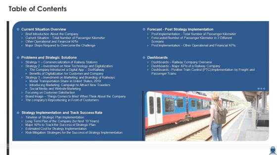 Case Study Improving User Satisfaction Railway Organization Table Of Contents Information PDF