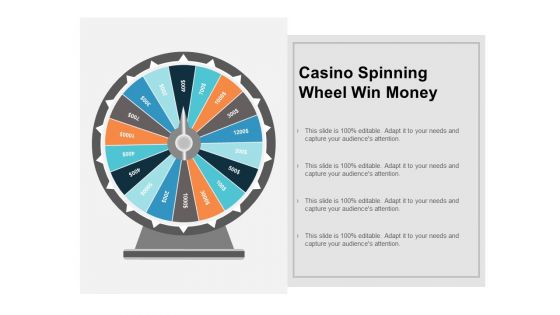 Casino Spinning Wheel Win Money Ppt PowerPoint Presentation Ideas Deck Cpb