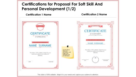 Certifications For Proposal For Soft Skill And Personal Development Graphics PDF
