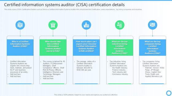 Certified Information Systems Auditor CISA Certification Details IT Certifications To Enhance Clipart PDF