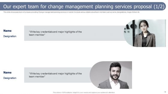 Change Management Planning Services Proposal Ppt PowerPoint Presentation Complete Deck With Slides