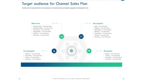 Channel Sales Taking Your Product To Market Target Audience For Channel Sales Plan Inspiration PDF