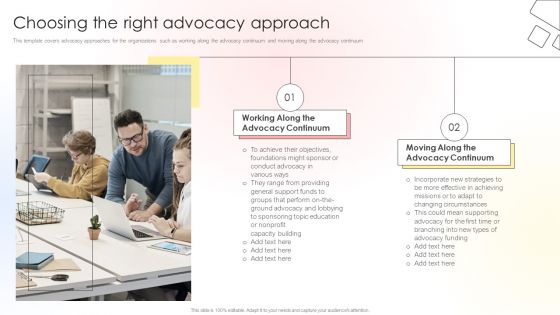 Charitable Leadership Playbook For Policy Advocacy Choosing The Right Advocacy Approach Sample PDF