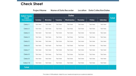 Check Sheet Ppt PowerPoint Presentation Influencers