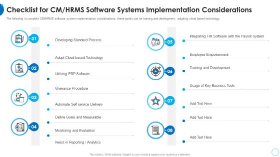 Checklist For CM HRMS Software HR Change Management Tools Pictures PDF