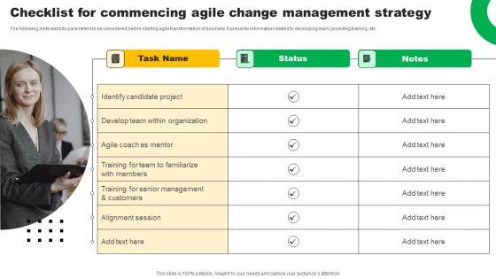 Checklist For Commencing Agile Change Management Strategy Structure PDF